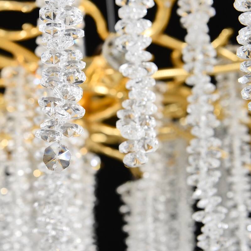 Golden Crystal Branch Chandelier Luxury Adjustable Lighting for Grand Entryways