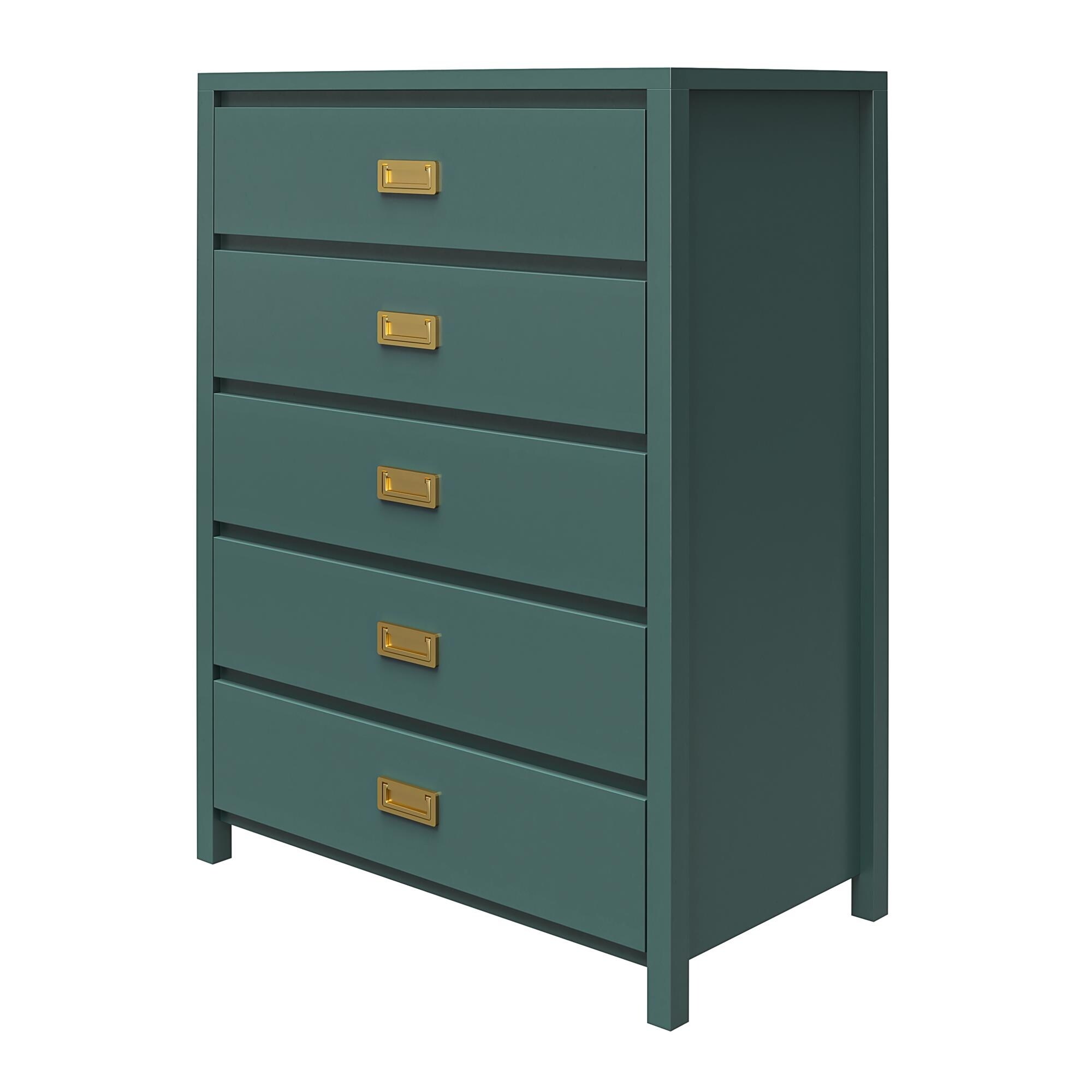 Roomfitters Haven 5-Drawer Kids Dresser with Gold Campaign Hardware, Safety  Stops, Dark Green - Overstock - 43817877
