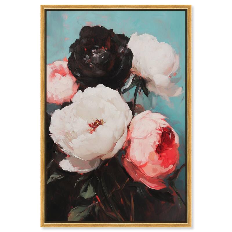 Three Shades of Peony III Canvas by Art Remedy - 24" x 36" - Gold