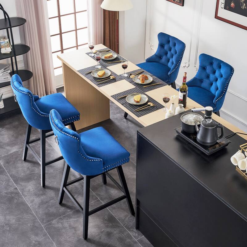 26"/30" Velvet Upholstered Swivel Counter or Bar Height Stools