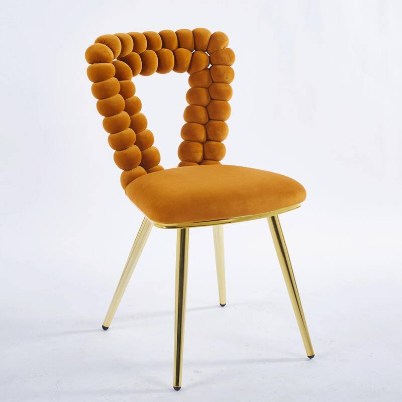 Modern Chair Set (2) with Golden Iron Tube Legs