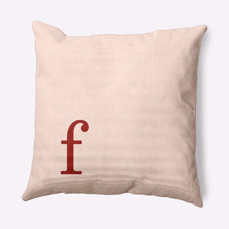 Modern Monogram Indoor/Outdoor Throw Pillow-F - 20" x 20" - Maple Red