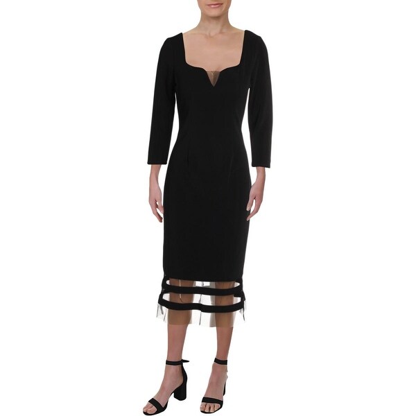 js collections illusion neck midi dress