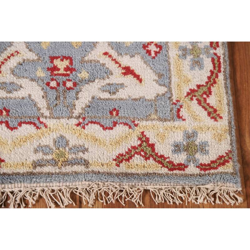 Transitional Grey Oushak Indian Area Rug Hand-knotted Wool Carpet - 2'0"x 3'0"