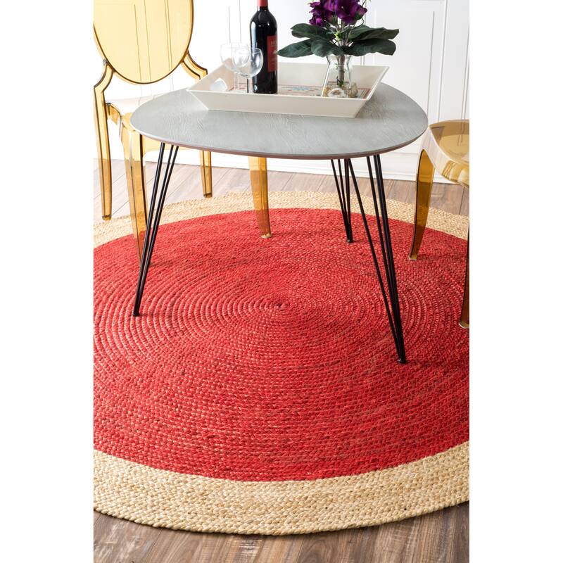 Nuloom Eleonora Casual Jute Area Rug - 4' Round - Red