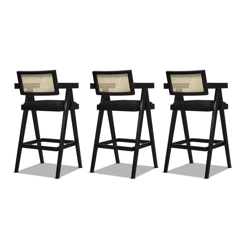 Modern Resin Webbing Back Bar Stool with Arms