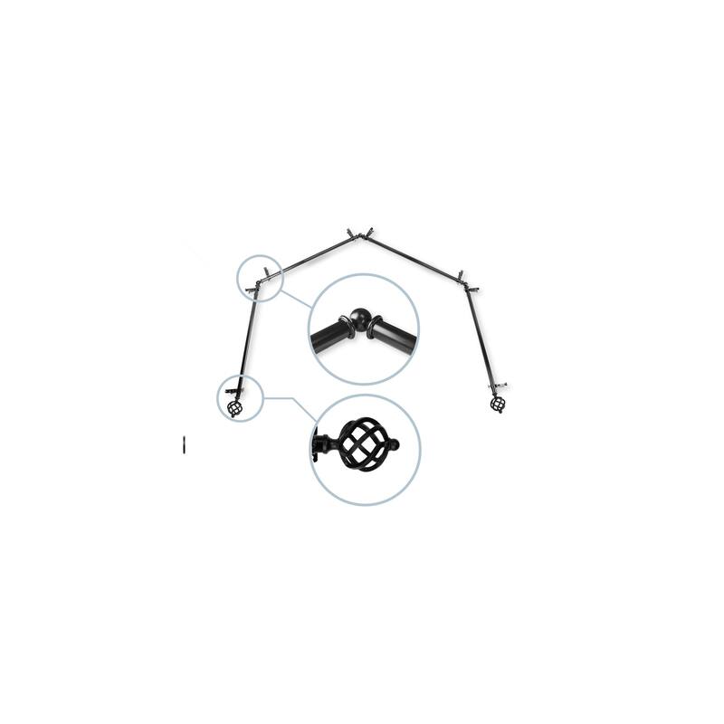Modern Curtain Rods Hardware Set Adjustable Telescoping Rods with Finials Black - M