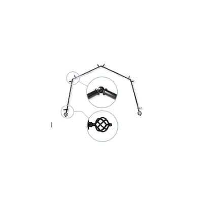 Modern Curtain Rods Hardware Set Adjustable Telescoping Rods with Finials Black - M