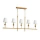 Mid-Century 5-Light Candle White Fabric Linear Island Pendant