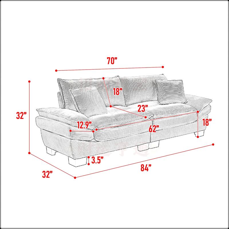 Corduroy Sofa Sleeper with Pillows