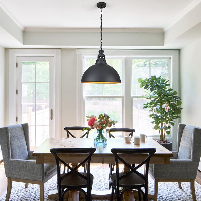 Stylish and minimalist single-light gray metal pendant lamp with an arched metal lampshade