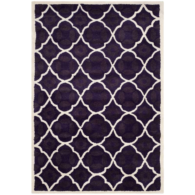 SAFAVIEH Handmade Chatham Kader Modern Moroccan Wool Rug - 3' x 5' - Purple/Ivory