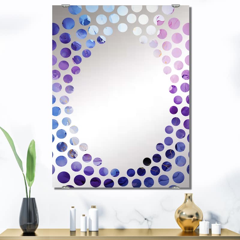 Designart "Purple And Blue Mystic Melodies I" Abstract Collages Mirror Blue - Modern Large Wall Mirror For Living Room - 40 in. wide x 30 in. high