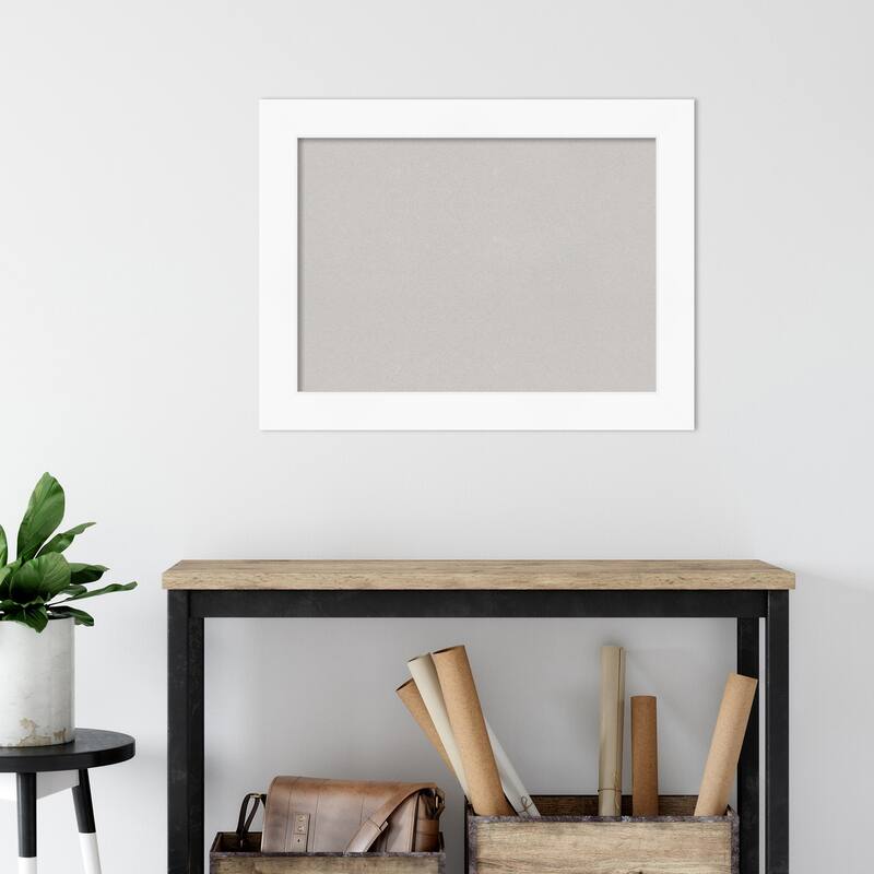 Cabinet White Framed Grey Corkboard Bulletin Board