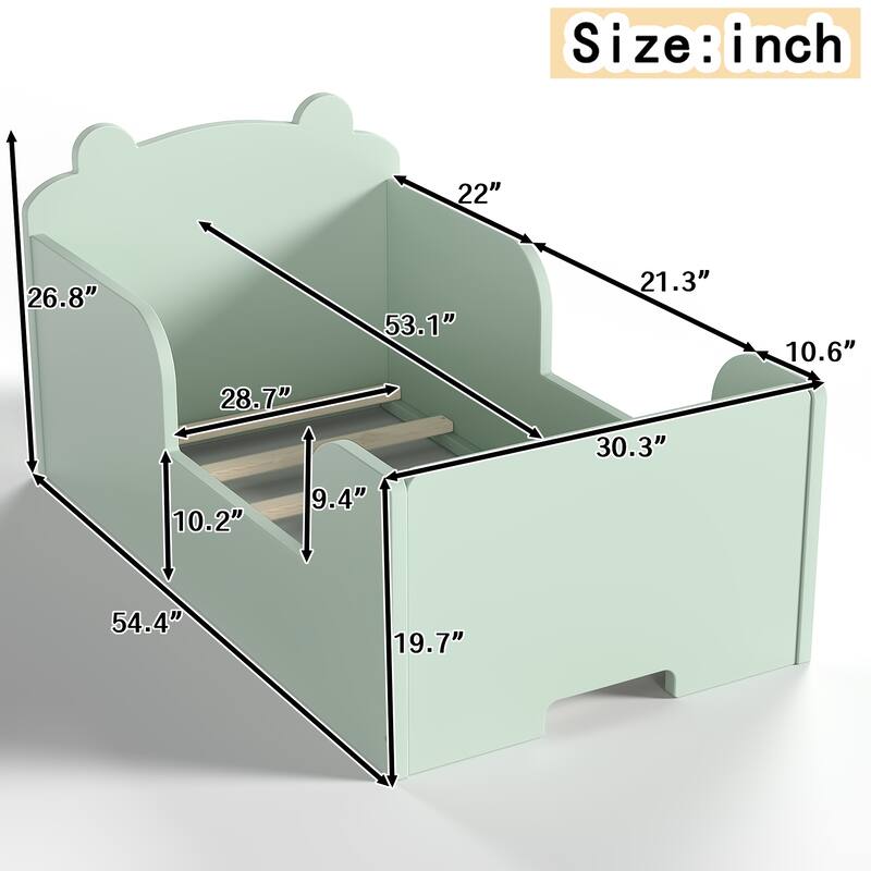 Toddler Floor Bed Frame - Bear Shape Cot Bed for Boys & Girls Ages 3-6