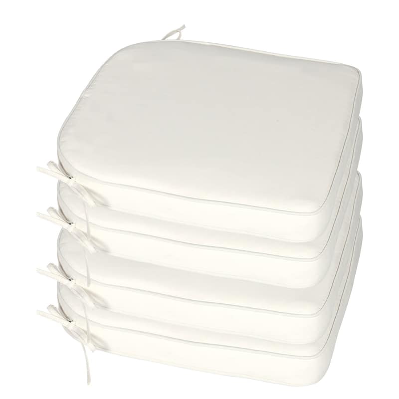 Aoodor Outdoor Dining Chair Cushions Set of 4, Outdoor Chair Pads with Ties, 21 x 21 inch - 21"x21" - Ivory White