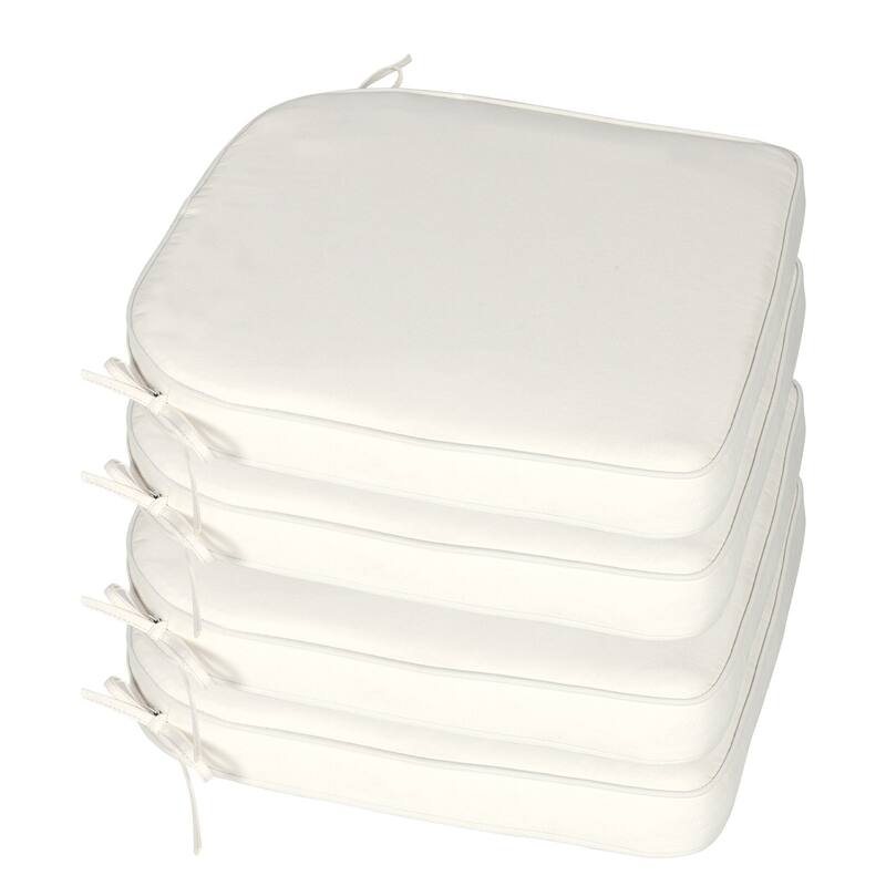 Aoodor Outdoor Dining Chair Cushions Set of 4, Waterproof Patio Furniture Seat Cushions, 18 x 19 inch - 18"x19" - Ivory White