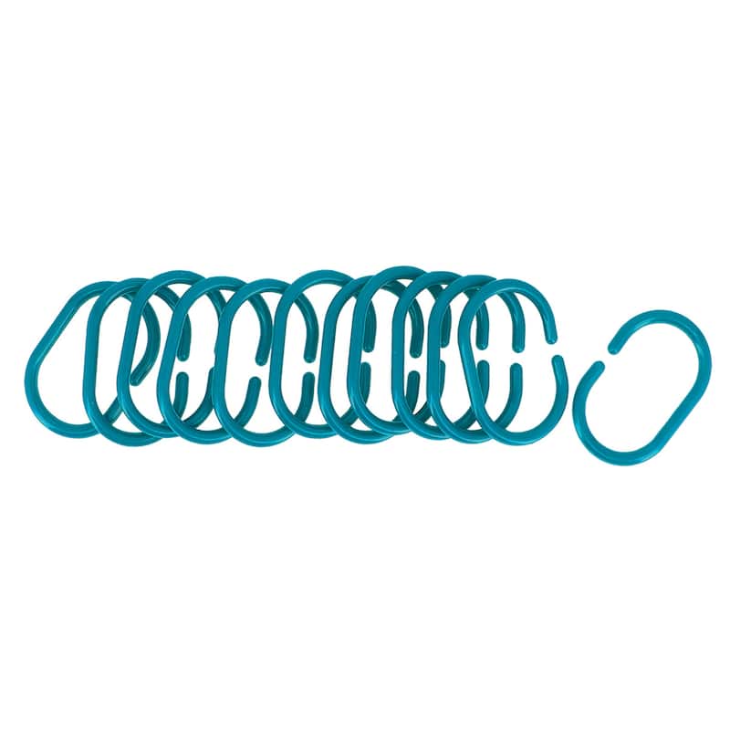 Evideco Shower Curtain Rings Plastic Hooks (Set of 12)
