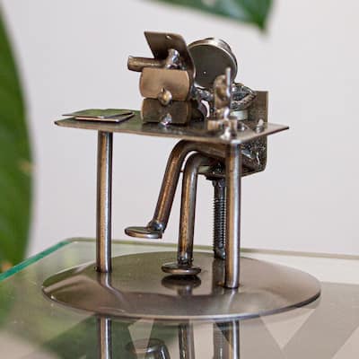 Novica Handmade Secretary Recycled Metal Auto Part Sculpture