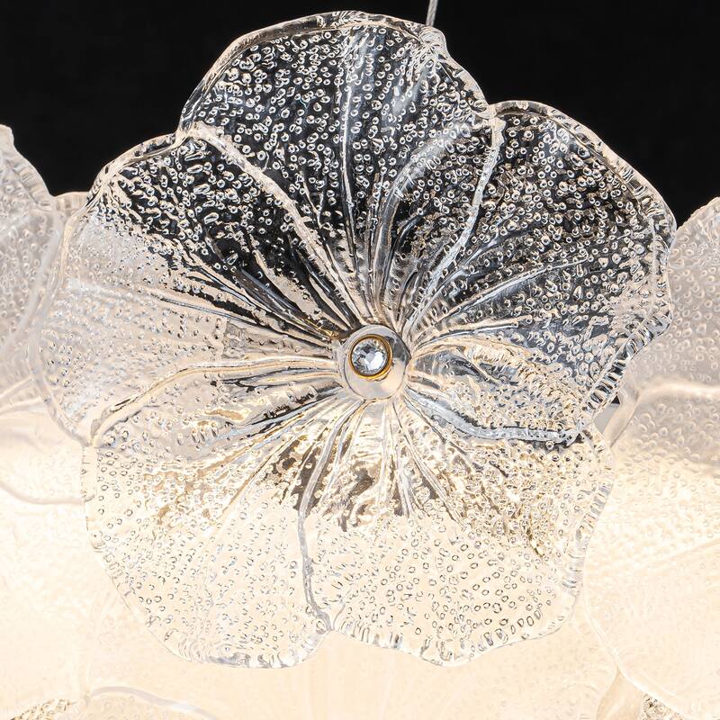 Linear LED Chandelier with Clear & Frosted Glass Petals Dimmable