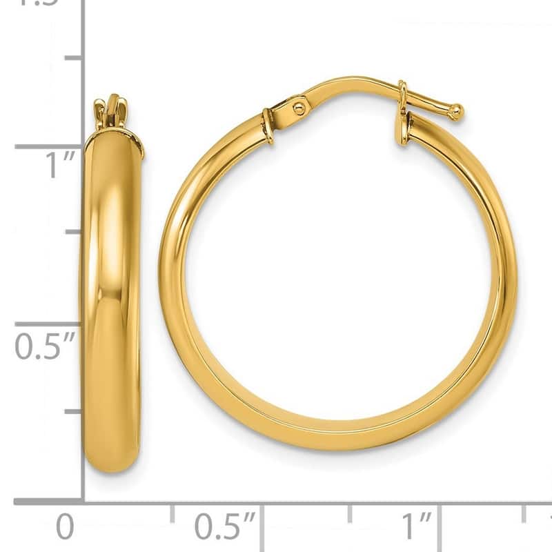 Curata 14k Yellow Gold Small Polished Hoop Earrings - 26x24.7mm