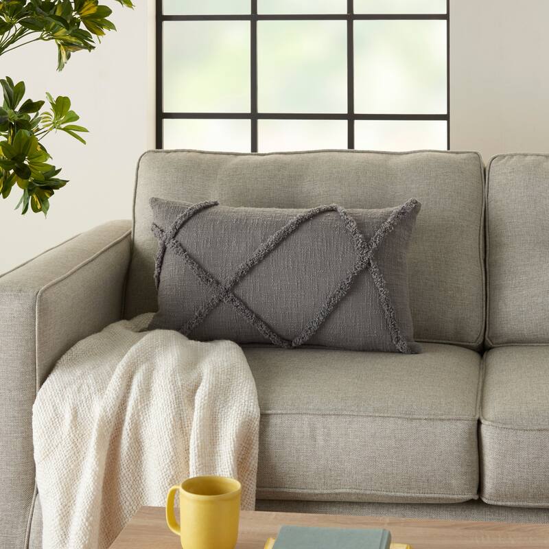 Mina Victory Distressed Diamond Boho Throw Pillow