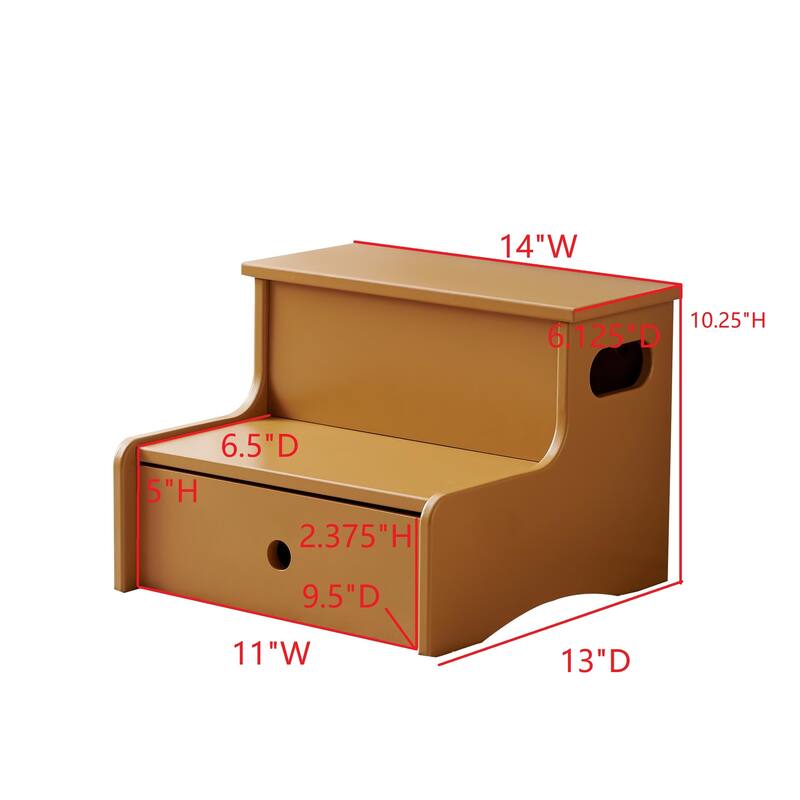 Lylia Collection MDF Wood 2-Step Kids Stool with Storage