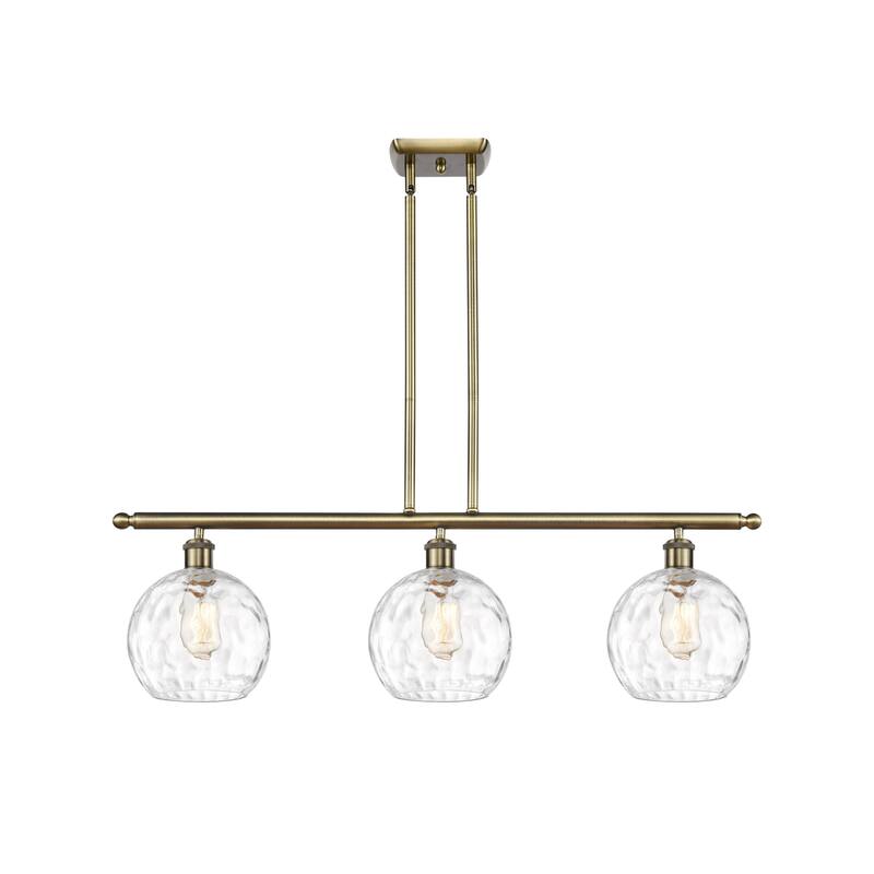 Innovations Lighting 516-3I-11-36 Athens Linear Athens 3 Light 36" - Antique Brass / Clear Water Glass