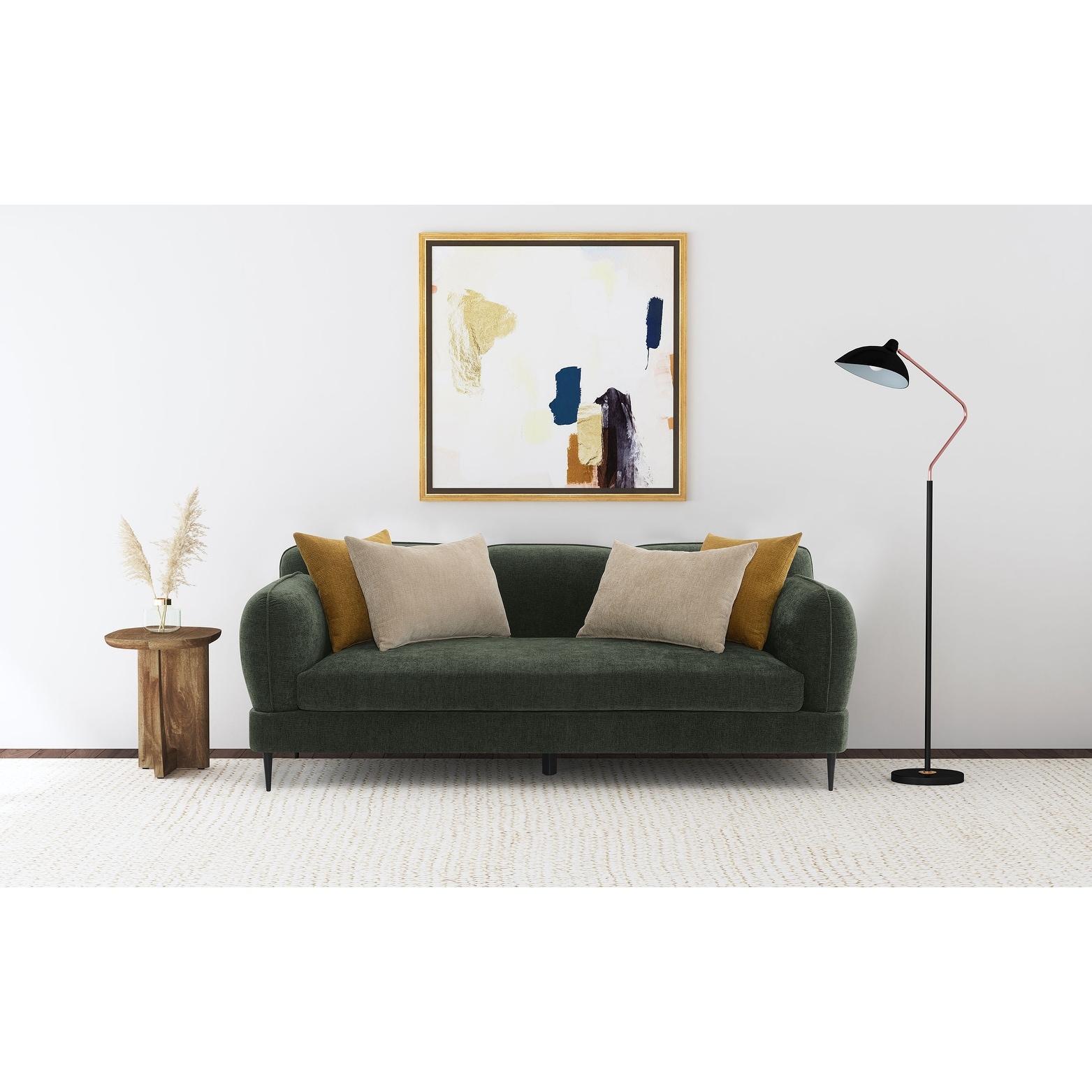 Jade Chenille Upholstered Modern Track Arm Sofa