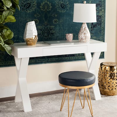 SAFAVIEH Deanna Mid Century Lacquer White One Drawer Vanity Desk