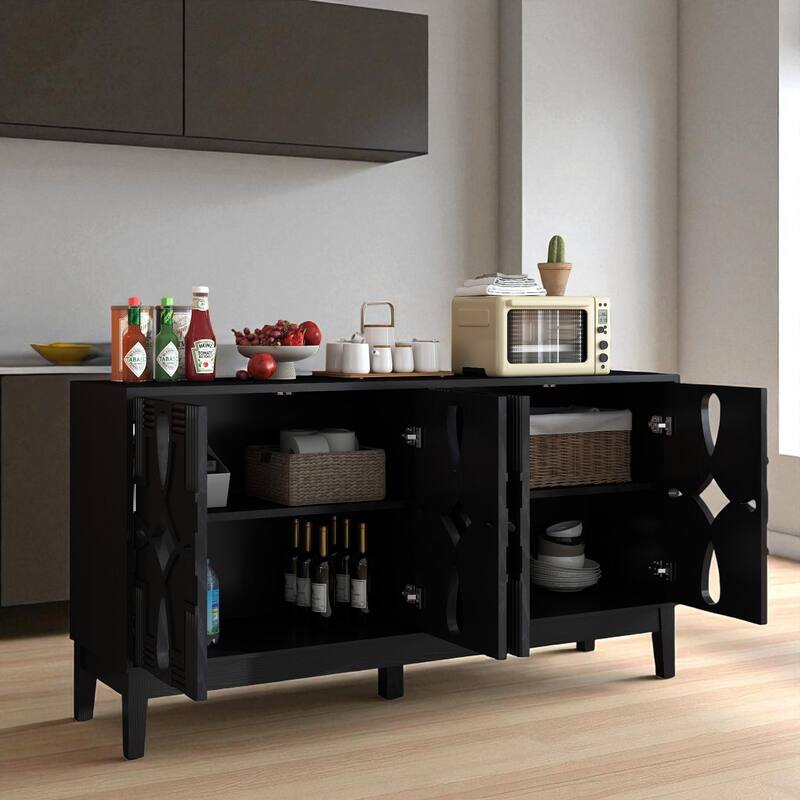 60.5" Mid Century Sideboard Buffet with Adjustable Shelves & Storage, TV Console Cabinet for Entryway & Dining Area