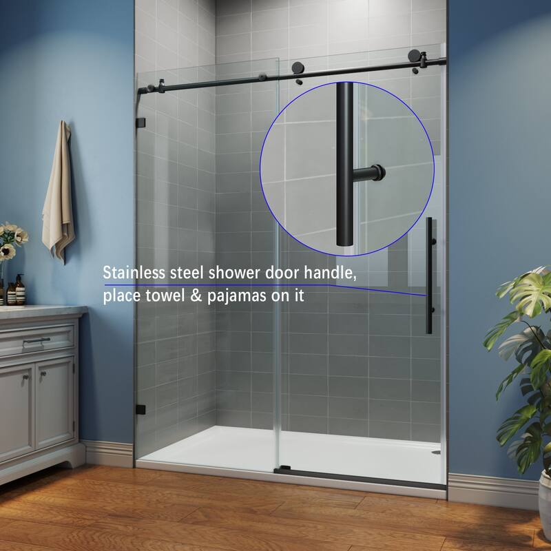 Elegant Frameless Sliding Shower Doors in Black Finish