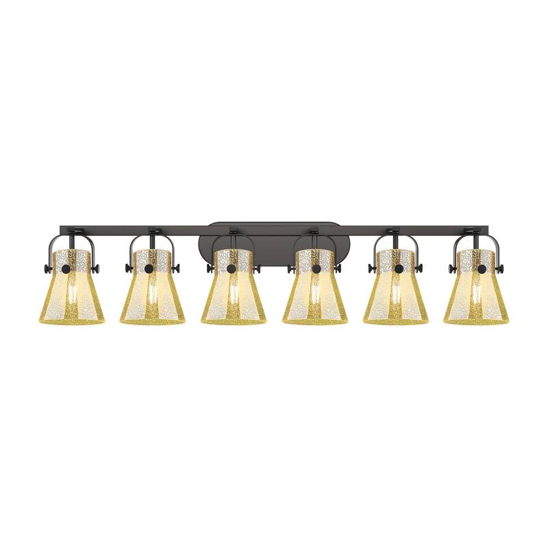 Innovations Lighting 423-6W-11-46 Pilaster II Cone Vanity Pilaster II - Matte Black / Mercury