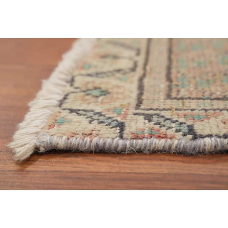 Hand Knotted Oriental 100% Wool Carpet Traditional Medallion Beige & Ivories Tabriz Area Rug - 6' 7'' X 4' 7''