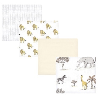 Hudson Baby Cotton Flannel Receiving Blankets, Neutral Safari World, One Size - Neutral Safari World - One Size