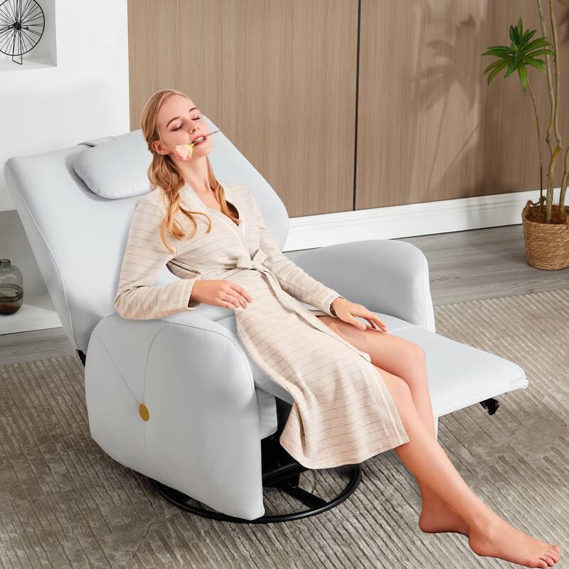 Electric Power Glider Recliner with 270° Swivel, Rocking Motion, Ergonomic Lumbar & Neck Support, Dual USB/Type-C Ports