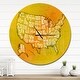 preview thumbnail 8 of 8, Designart 'United States Yellow Vintage Map' Oversized Contemporary Wall CLock