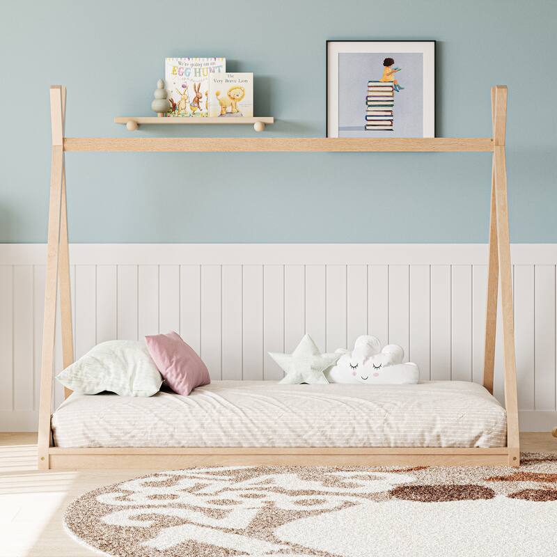 GDFStudio - Mila Montessori House Bed with Wooden Fence and Headboard