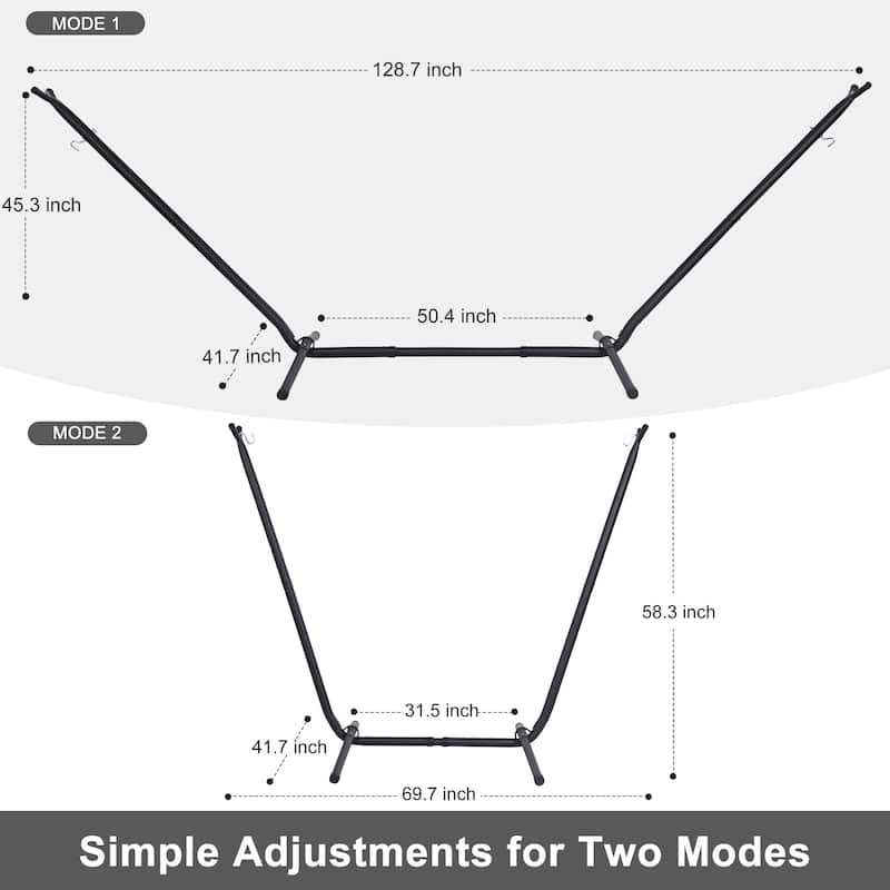 10.7 ft. 2-Person Brazilian-Style hammock with 2-in-1 Convertible Stand