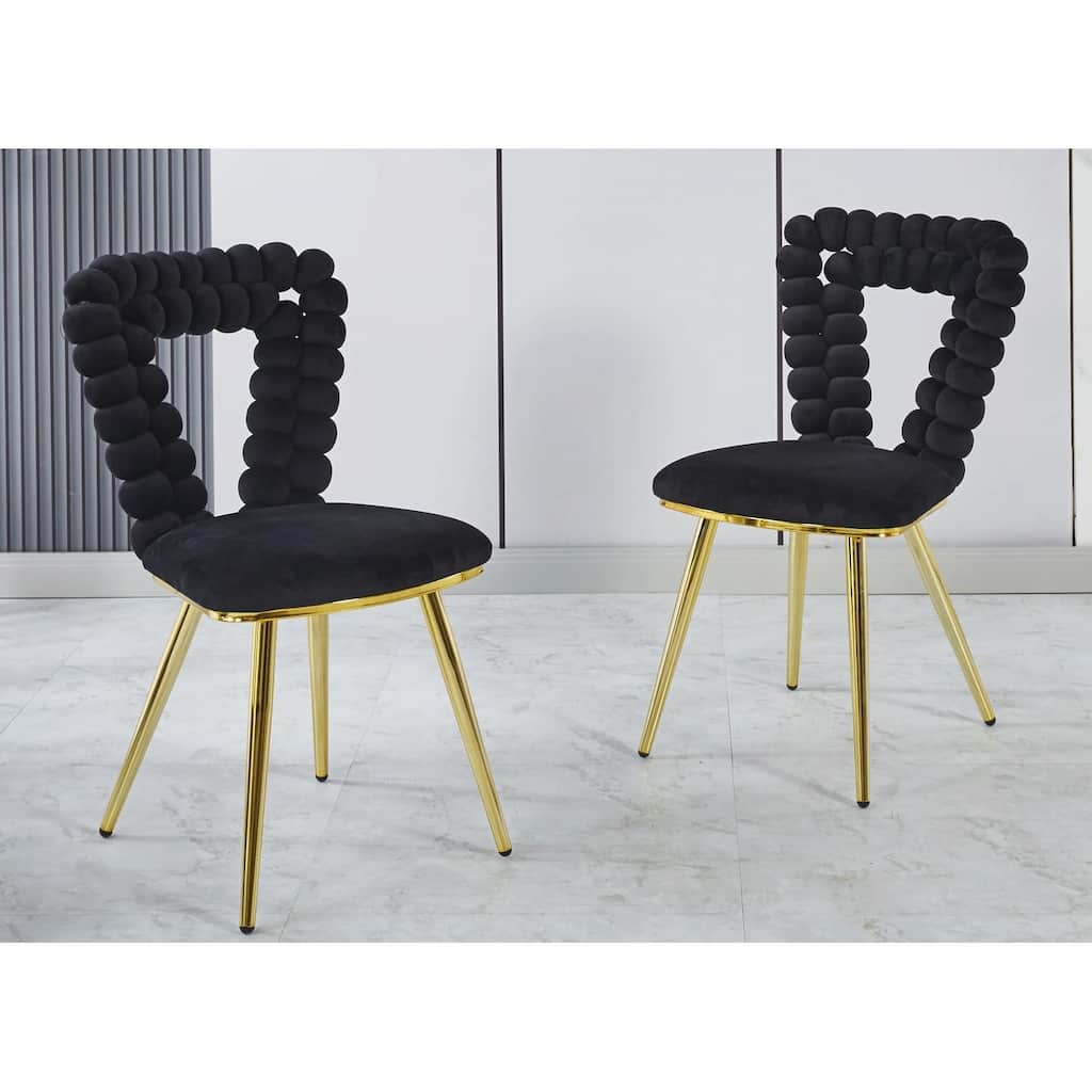 Modern Chair Set (2) with Golden Iron Tube Legs