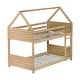 preview thumbnail 12 of 18, Twin Over Twin House Floor Bunk Bed with Headboards, Footboards and Guardrails, Ladder