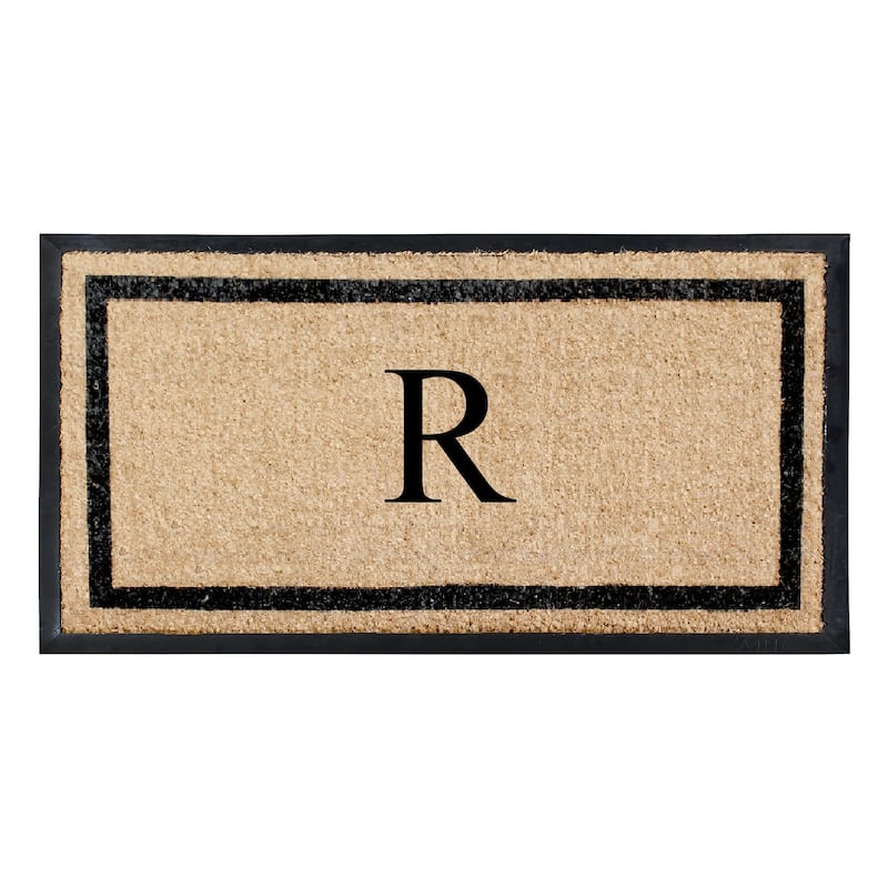A1HC Rubber and Coir Heavy Weight large Outdoor Durable Monogrammed Doormat 24"X48", Beige - R_