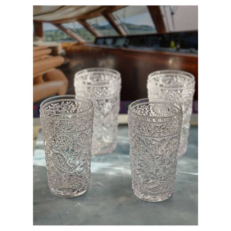 Paisley Acrylic Glasses Drinking Set of 4