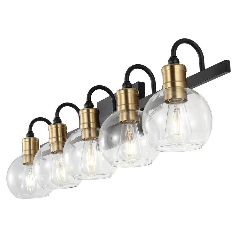 Kurtz Iron/Glass Rustic Vintage LED Vanity Light, by JONATHAN Y - 5-Light