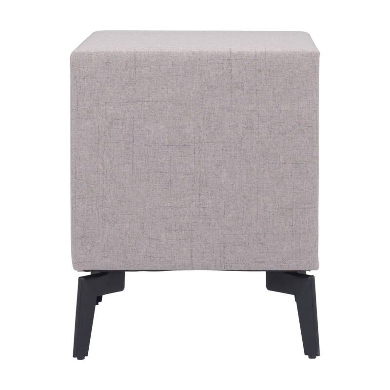 HomeRoots 20" Gray and Black Fabric Wood and Steel End Table With Two Drawers - 20' X '19.7' X '16