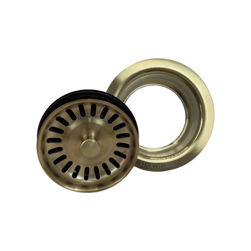 SinkSense Satin Gold 3.5" Disposal Flange Drain with Stopper