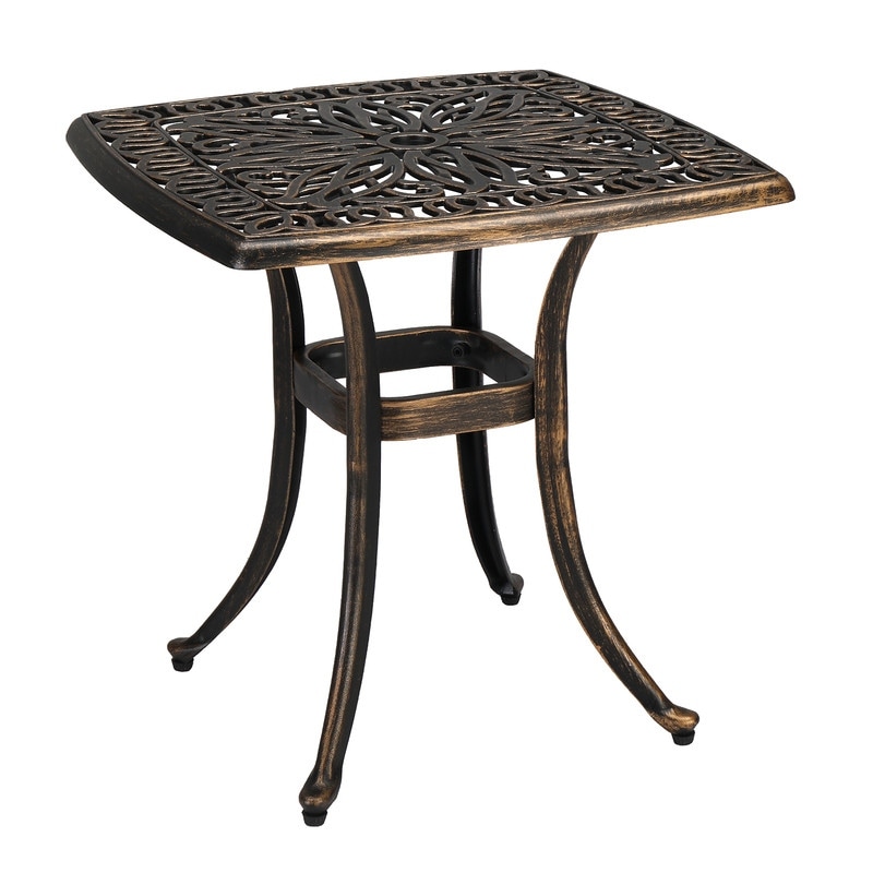 Patio 21" Cast Aluminum Dining Table with Umbrella Hole