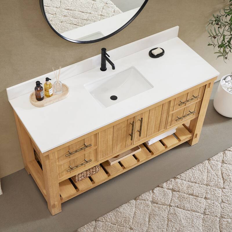Paris Bath Vanity, Quartz Stone Top without Mirror