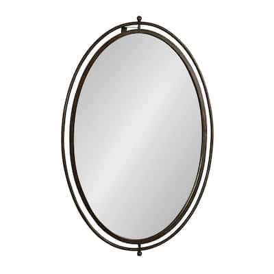 Kate and Laurel Baron Rustic Pivot Mirror, 21" Diameter, Raw Iron