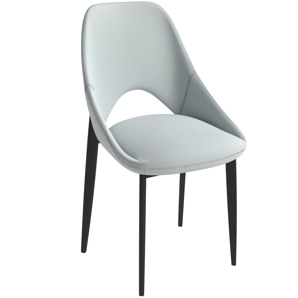 Amalfi Mid-Century Modern Fabric Upholstered Dining Side Chair with Open Back & Metal Legs for Kitchen, Dining Room, Living Room